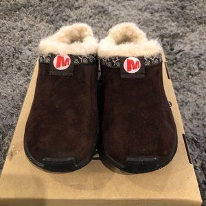 Girls Merrell Brown Suede Slip-on Winter Sneakers